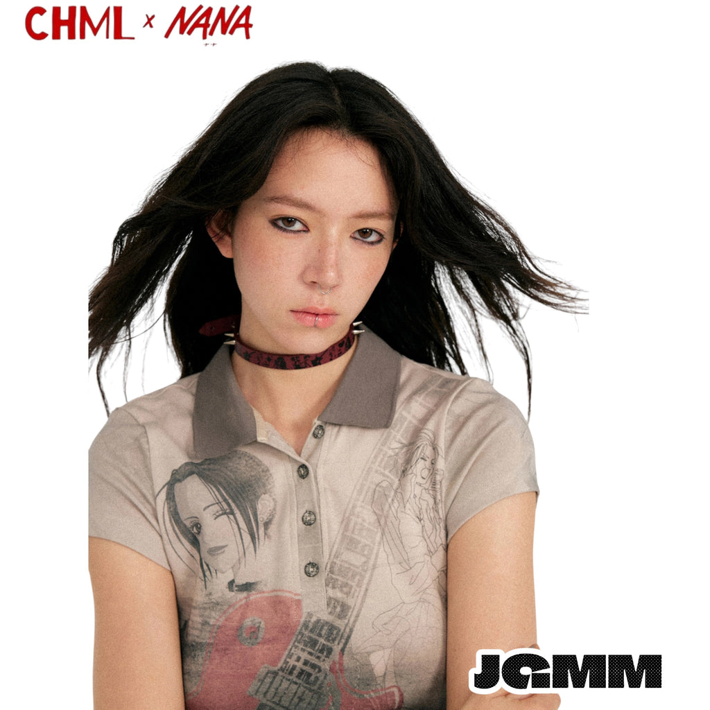 CHML×NANA聯名 朋克風 印花 金屬鉚釘皮質 項鍊 頸圈