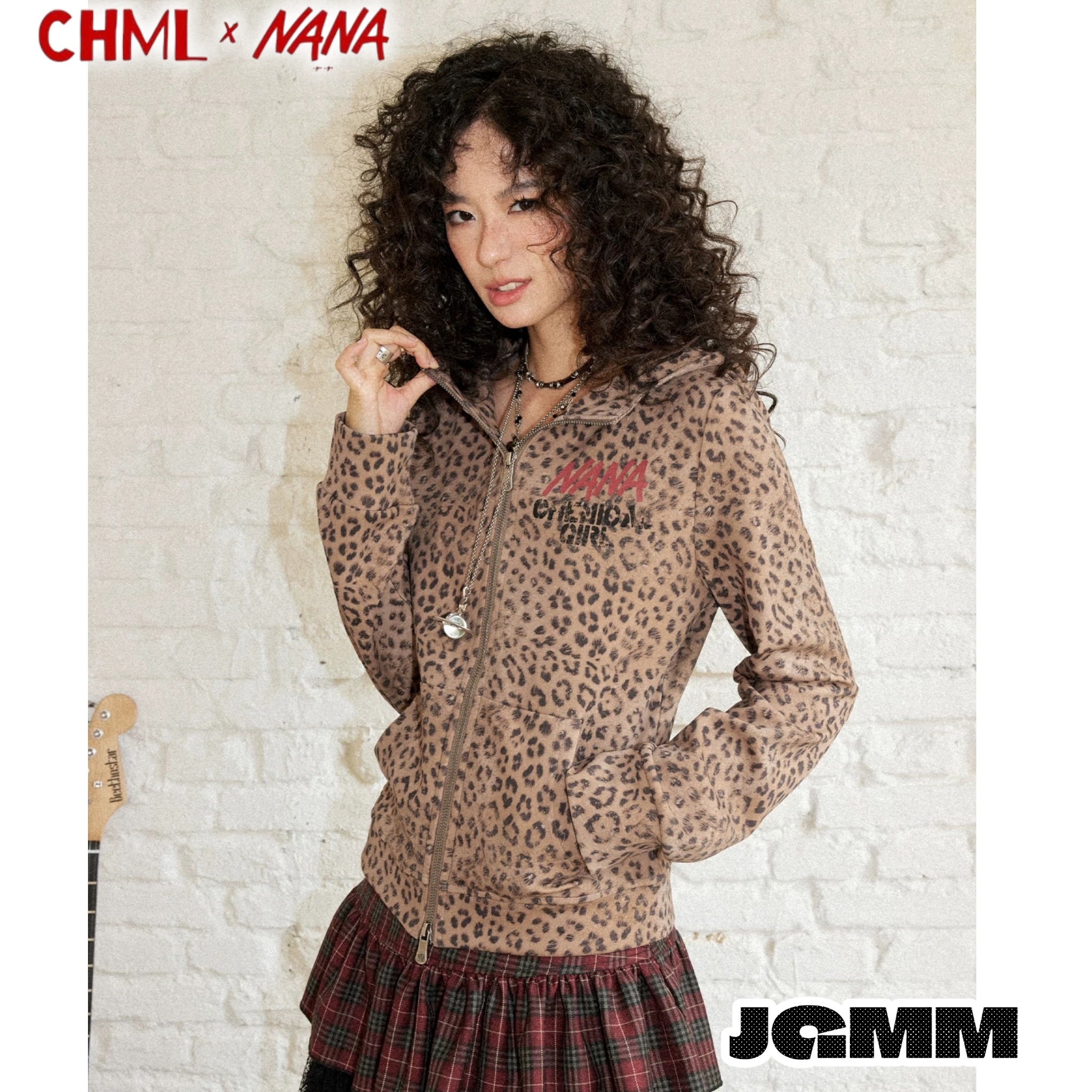 CHML ×NANA聯名 豹紋 尖耳 燙鑽連帽外套