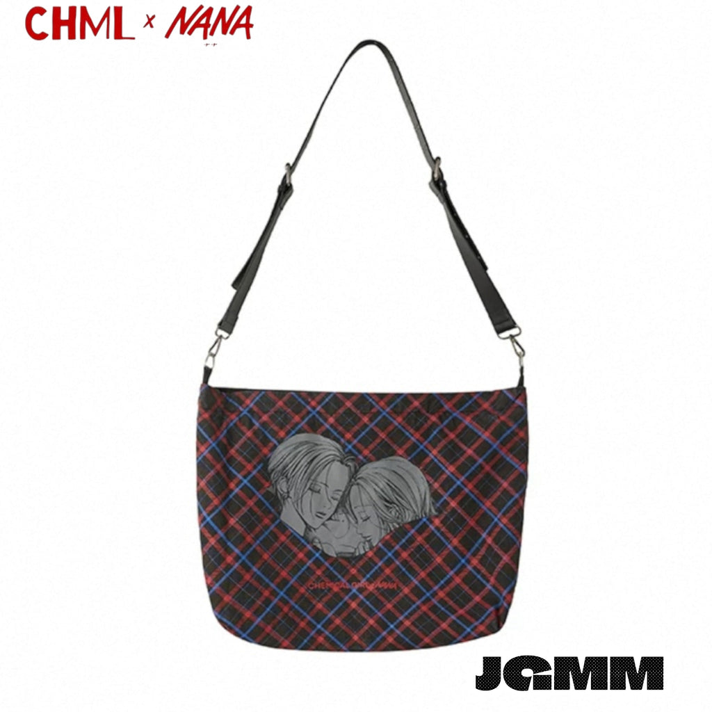 CHML×NANA聯名 復古紅藍 撞色格子單肩帆布包