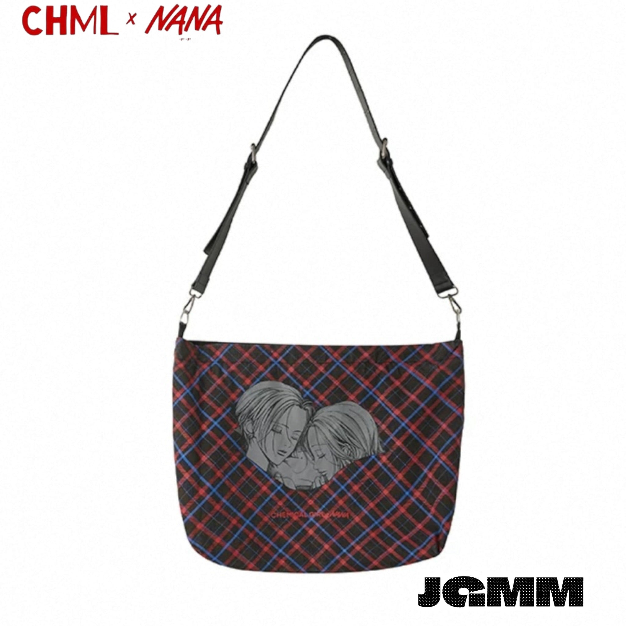 CHML×NANA聯名 復古紅藍 撞色格子單肩帆布包