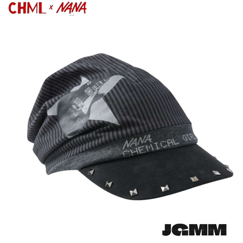 CHML×NANA聯名 堆堆帽 鴨舌帽 帽子 撞色細條紋 吉他印花 鉚釘