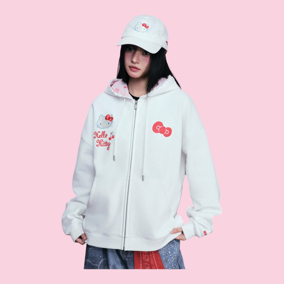 【HELLO KITTY官方聯名】kitty 蕾絲帽邊連帽外套
