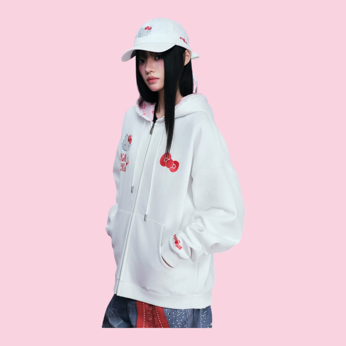 【HELLO KITTY官方聯名】kitty 蕾絲帽邊連帽外套