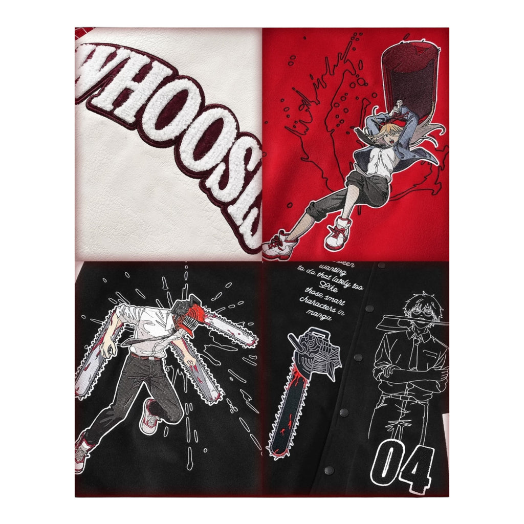 【鏈鋸人官方聯名】WHOOSIS 角色刺繡夾棉棒球服夾克