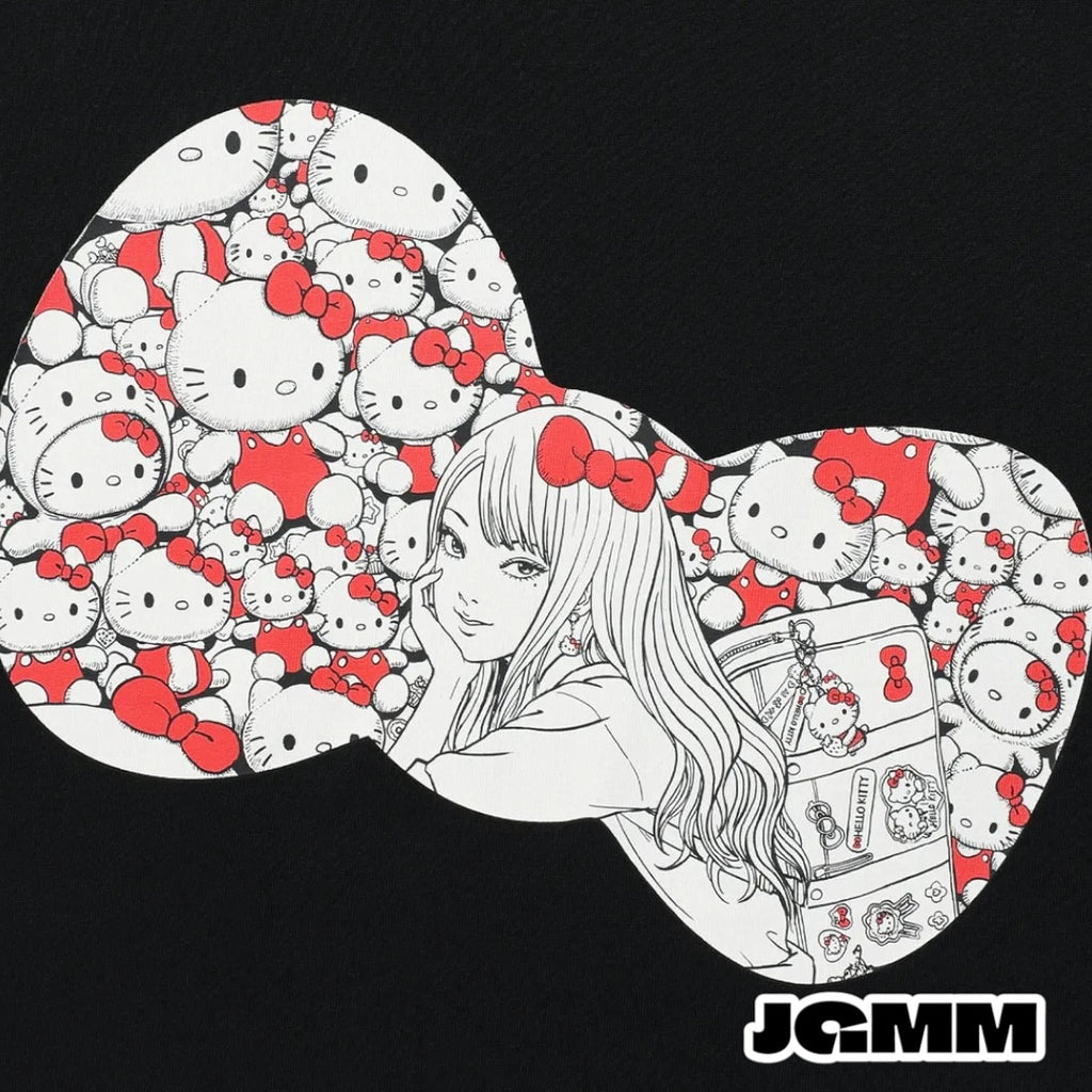 JS TOMIE HELLO KITTY RIBBON TEE_黑色