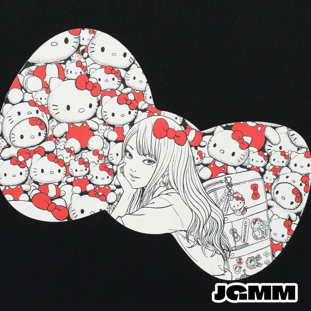 JS TOMIE HELLO KITTY RIBBON TEE_黑色