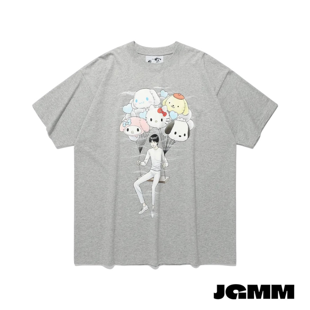 JUNJI ITO SANRIO CHARACTERS BIG BIG TEE_GREY