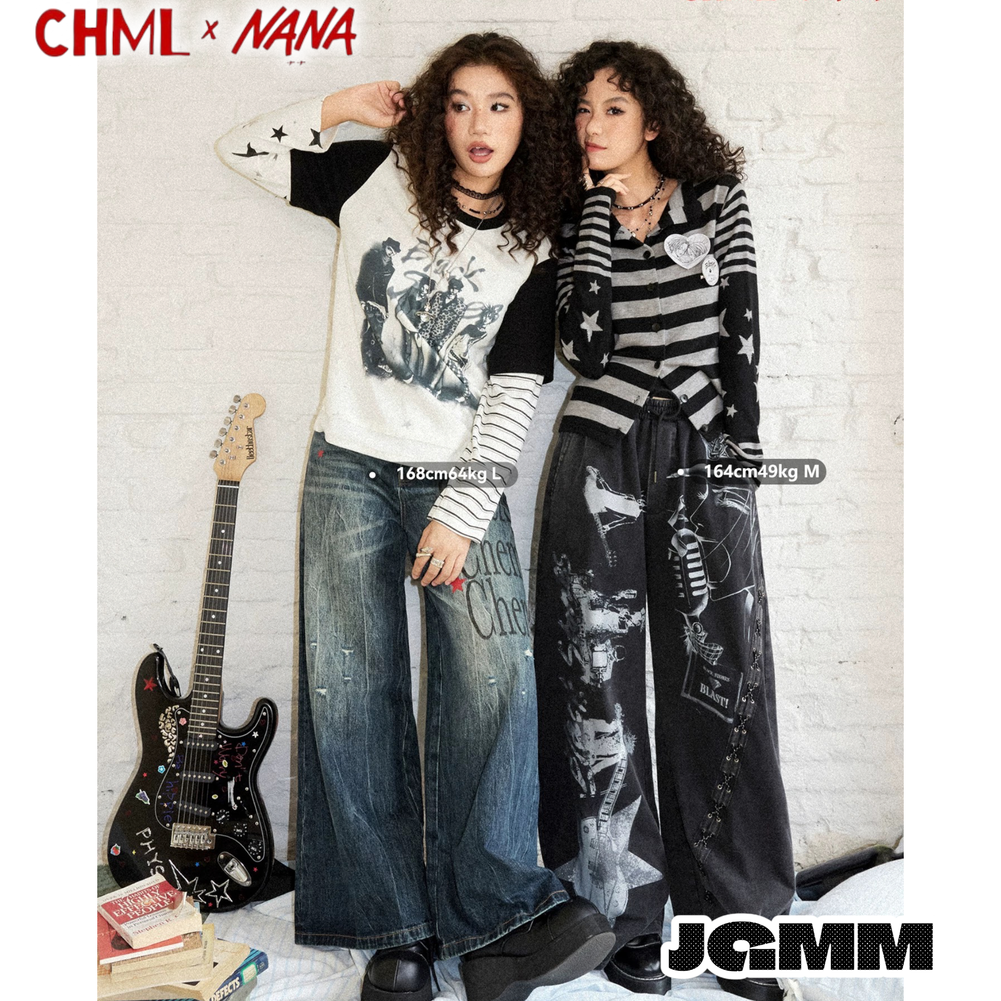 CHML×NANA聯名 樂團 假兩件印花長袖T恤