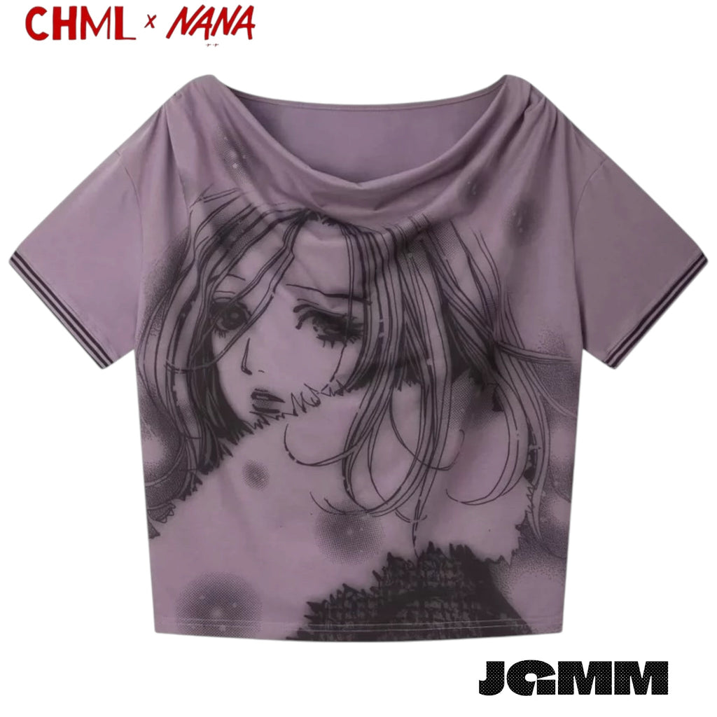 CHML×NANA聯名 細條紋繞脖背心 +領落肩短袖T恤