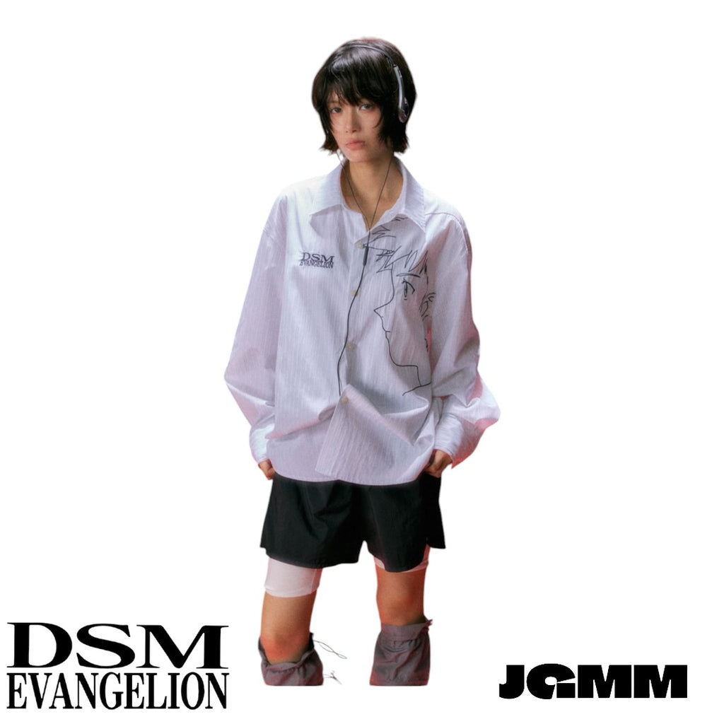 DSM x EVA正版官方聯名 碇真嗣 線稿條紋 襯衫 男女 情侶
