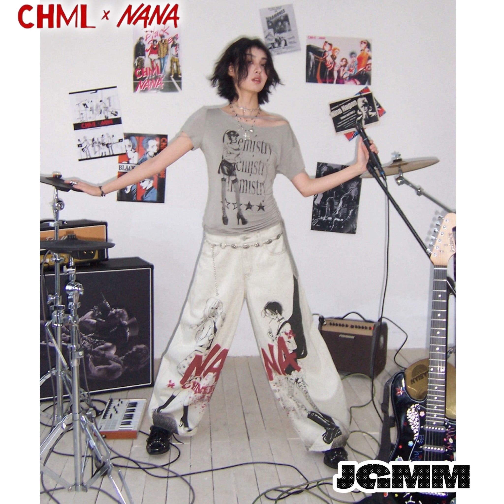 CHML×NANA聯名 X3 無彈寬鬆 彎刀褲 顯瘦牛仔長褲