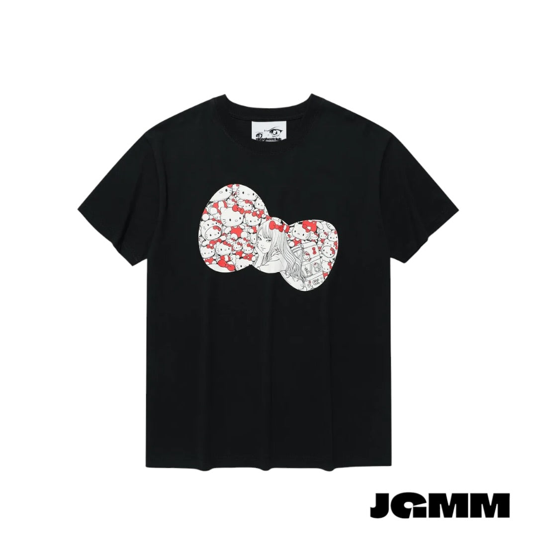JS TOMIE HELLO KITTY RIBBON TEE_黑色