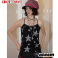 CHML×NANA聯名 閃粉星星印花 拼色吊帶 背心 女 夏季