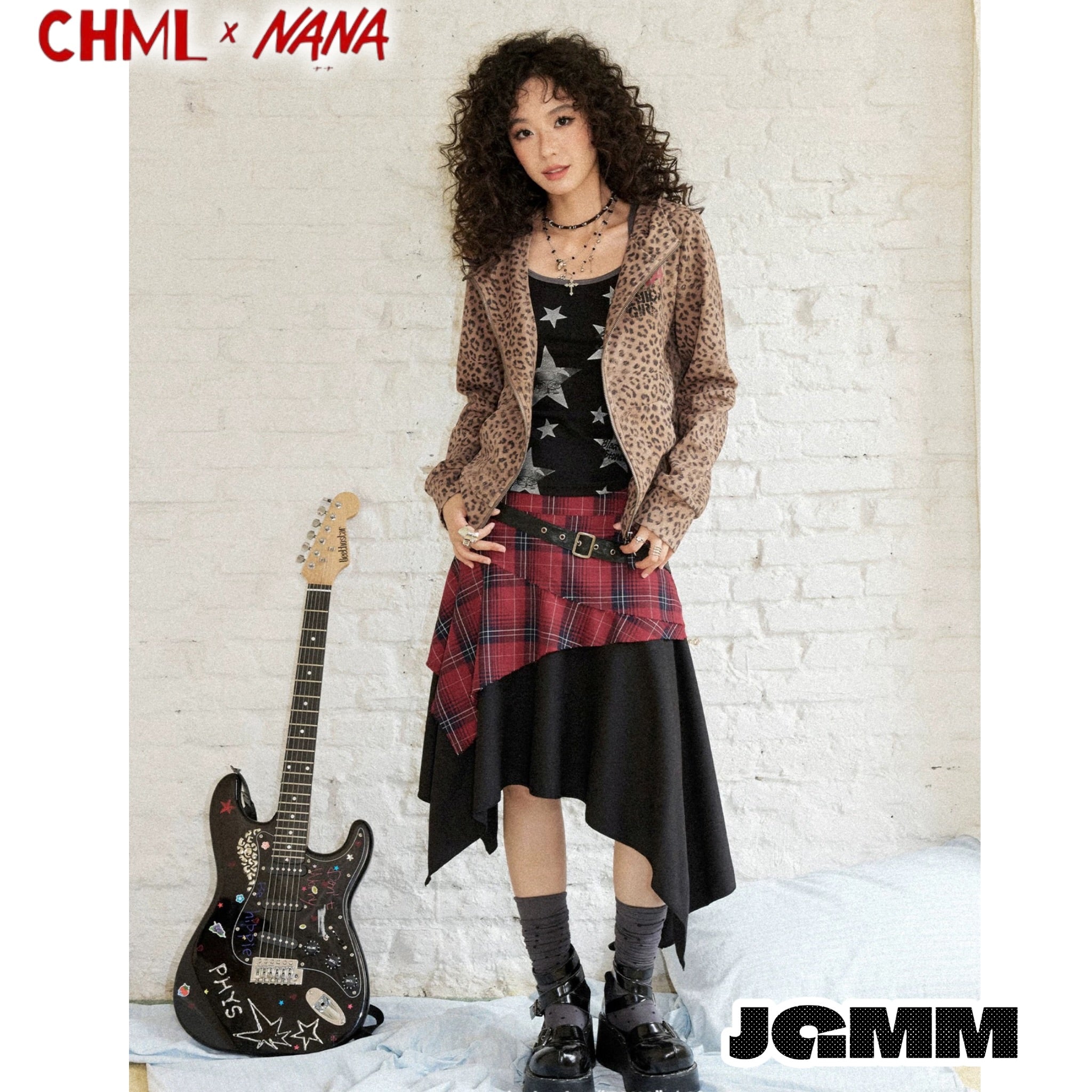 CHML ×NANA聯名 豹紋 尖耳 燙鑽連帽外套
