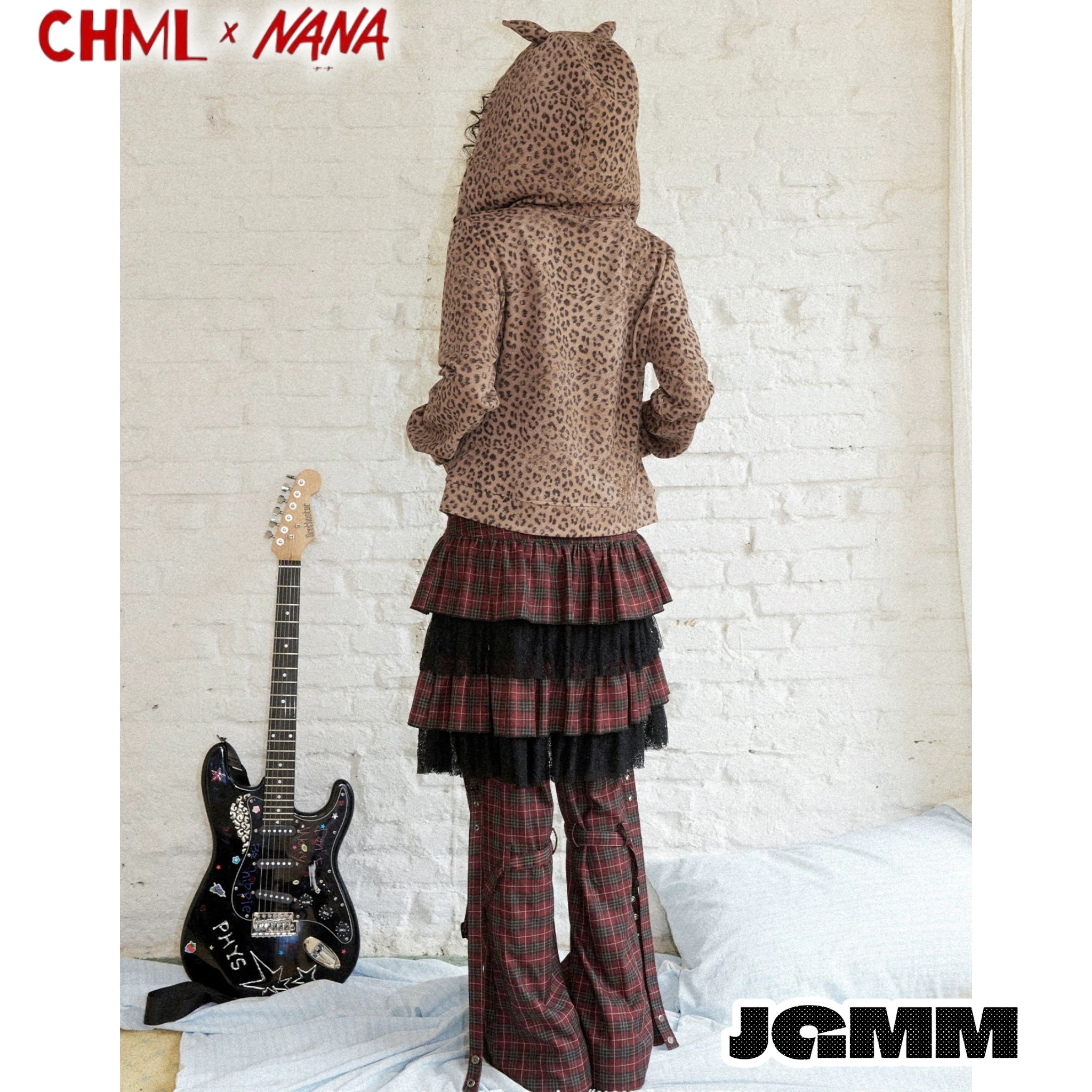 CHML ×NANA聯名 豹紋 尖耳 燙鑽連帽外套