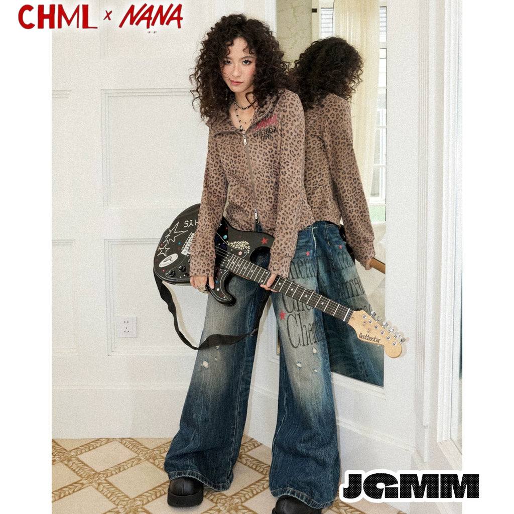 CHML ×NANA聯名 豹紋 尖耳 燙鑽連帽外套