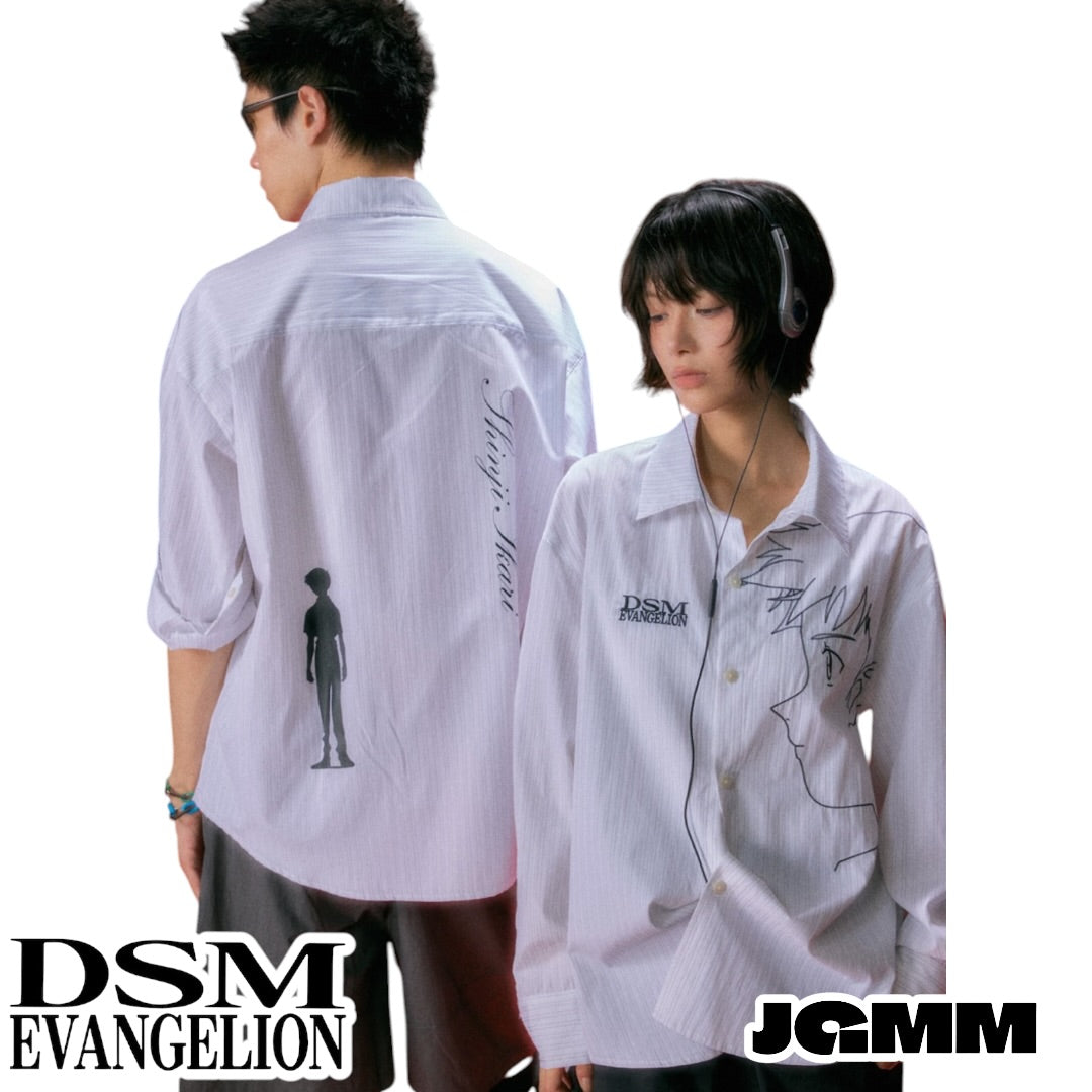 DSM x EVA正版官方聯名 碇真嗣 線稿條紋 襯衫 男女 情侶