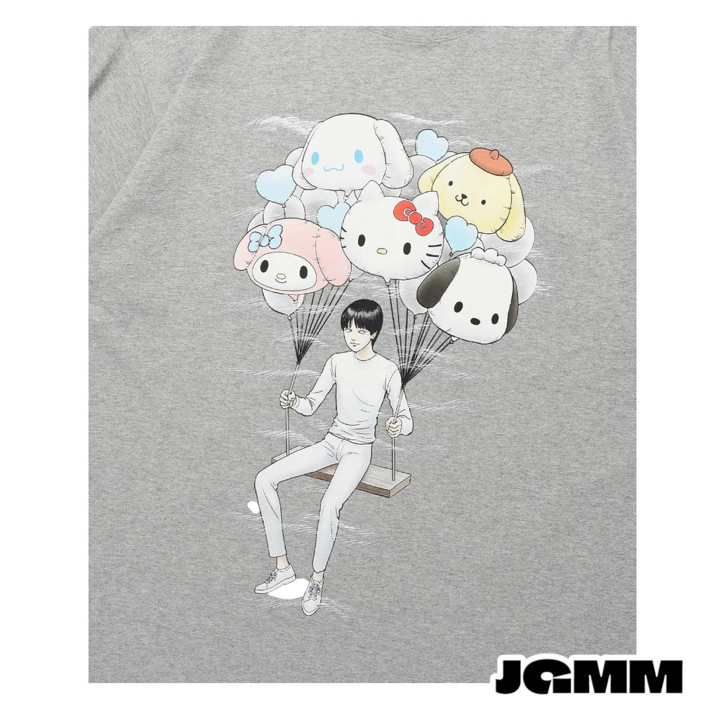 JUNJI ITO SANRIO CHARACTERS BIG BIG TEE_GREY