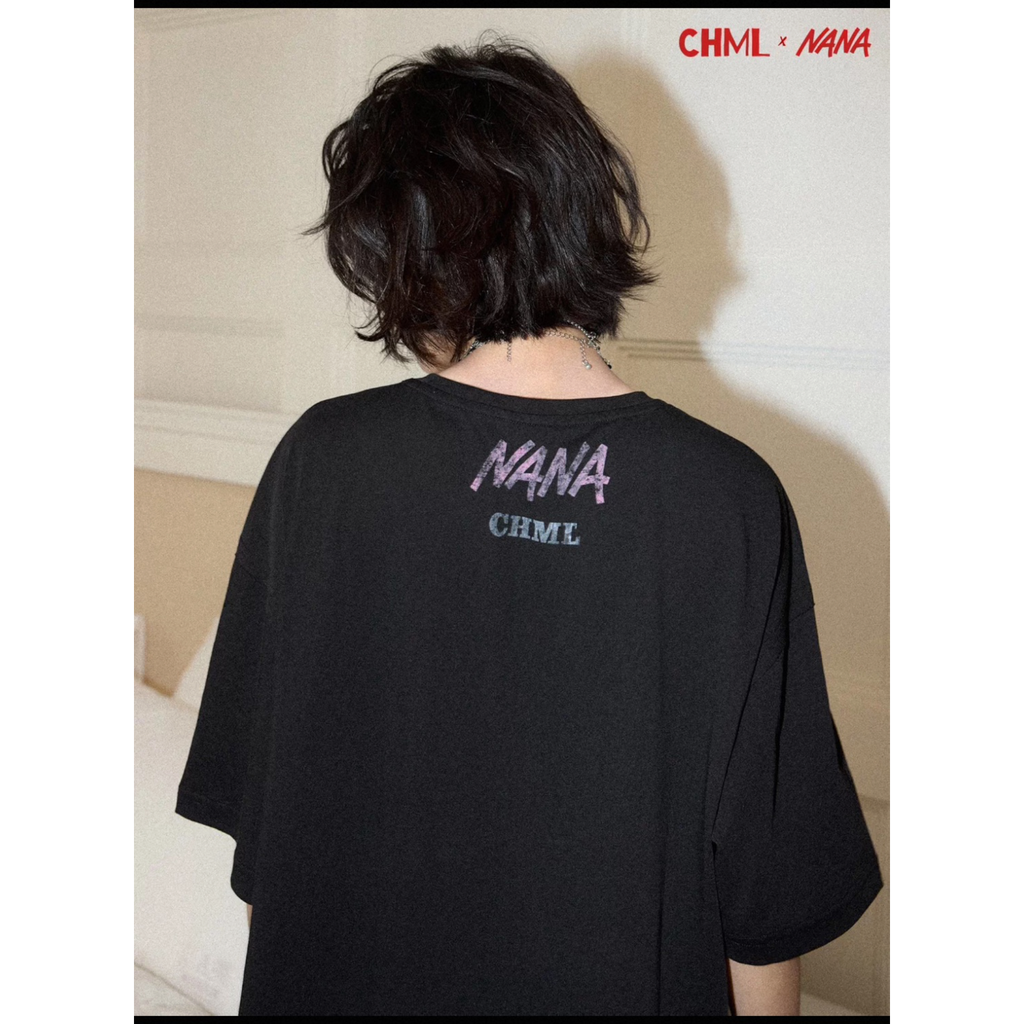 CHML×NANA聯名 復古感 寬鬆 刺繡短袖T恤 修身 顯瘦 上衣