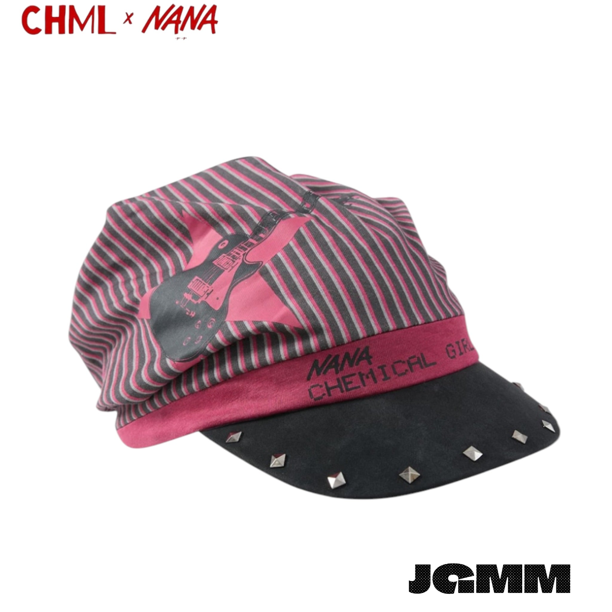 CHML×NANA聯名 堆堆帽 鴨舌帽 帽子 撞色細條紋 吉他印花 鉚釘