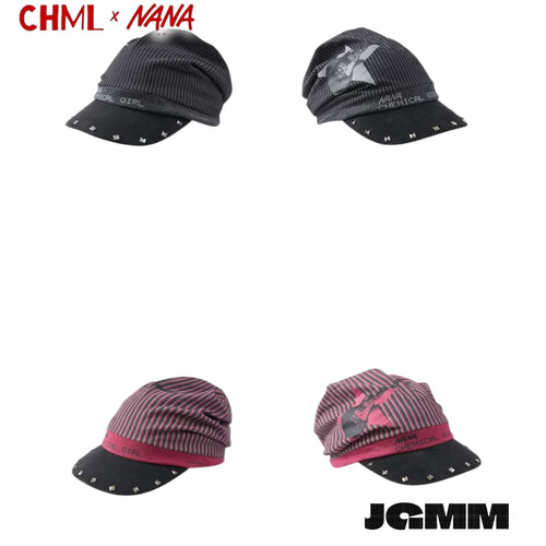 CHML×NANA聯名 堆堆帽 鴨舌帽 帽子 撞色細條紋 吉他印花 鉚釘