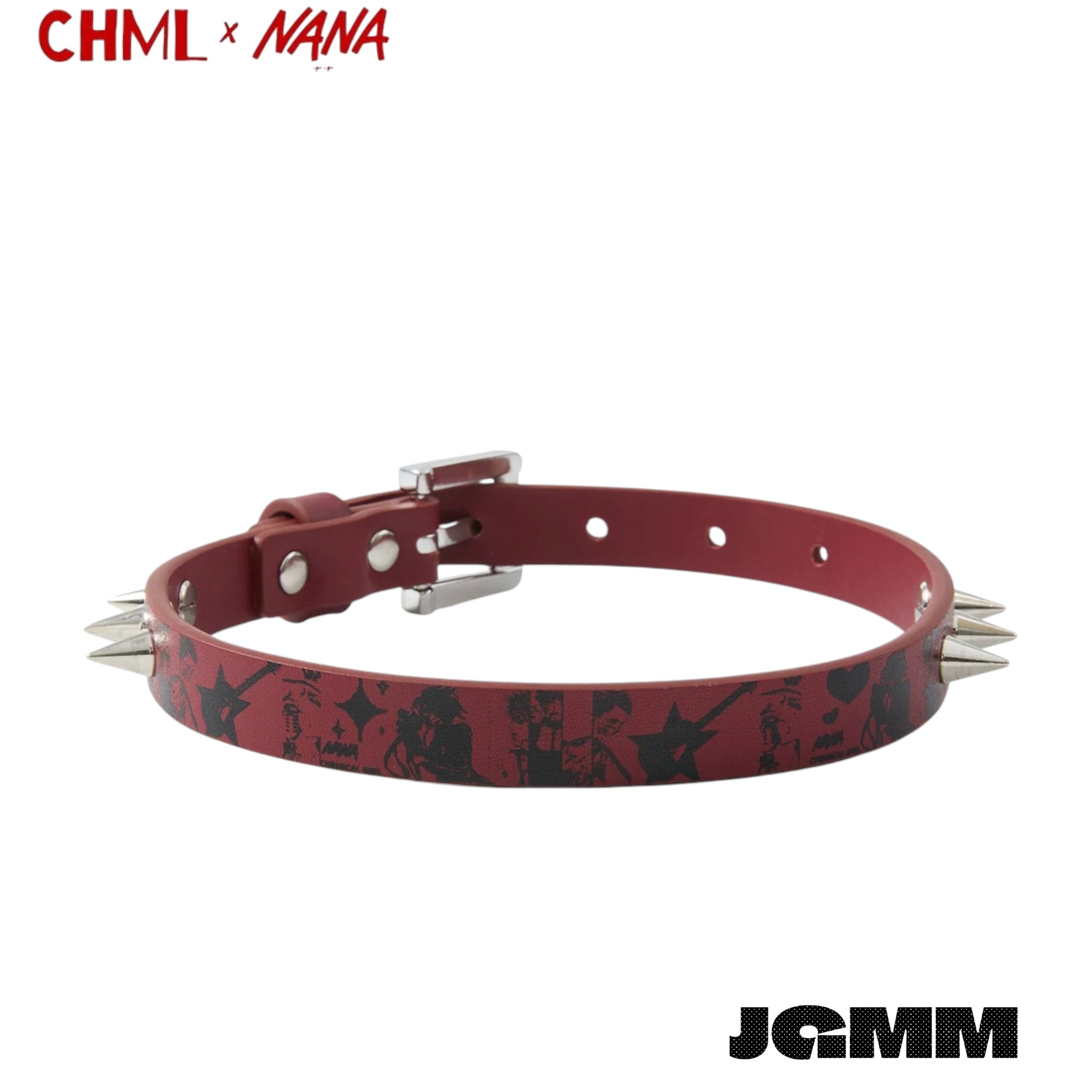 CHML×NANA聯名 朋克風 印花 金屬鉚釘皮質 項鍊 頸圈