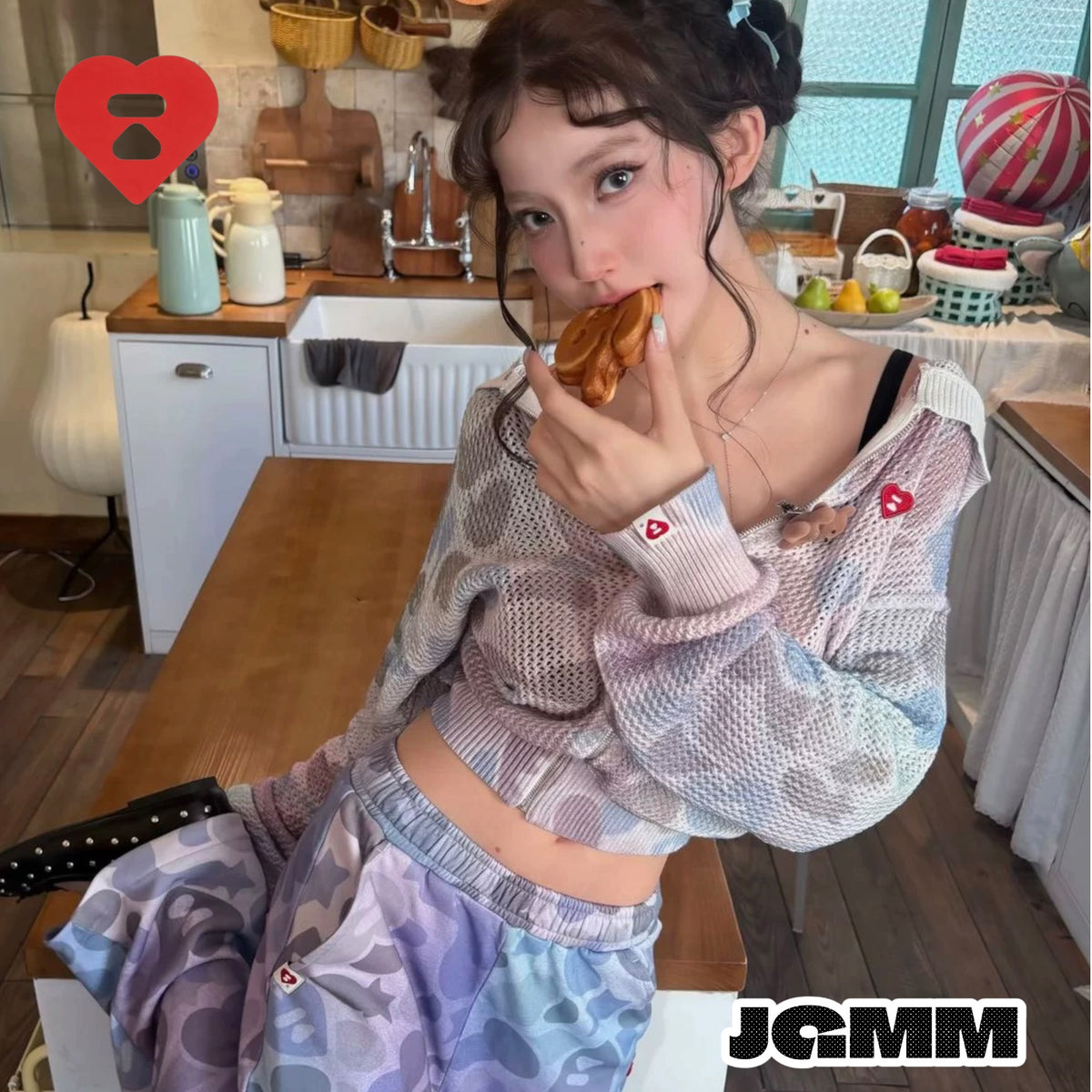 APEE 漸層迷彩網眼透膚 外套