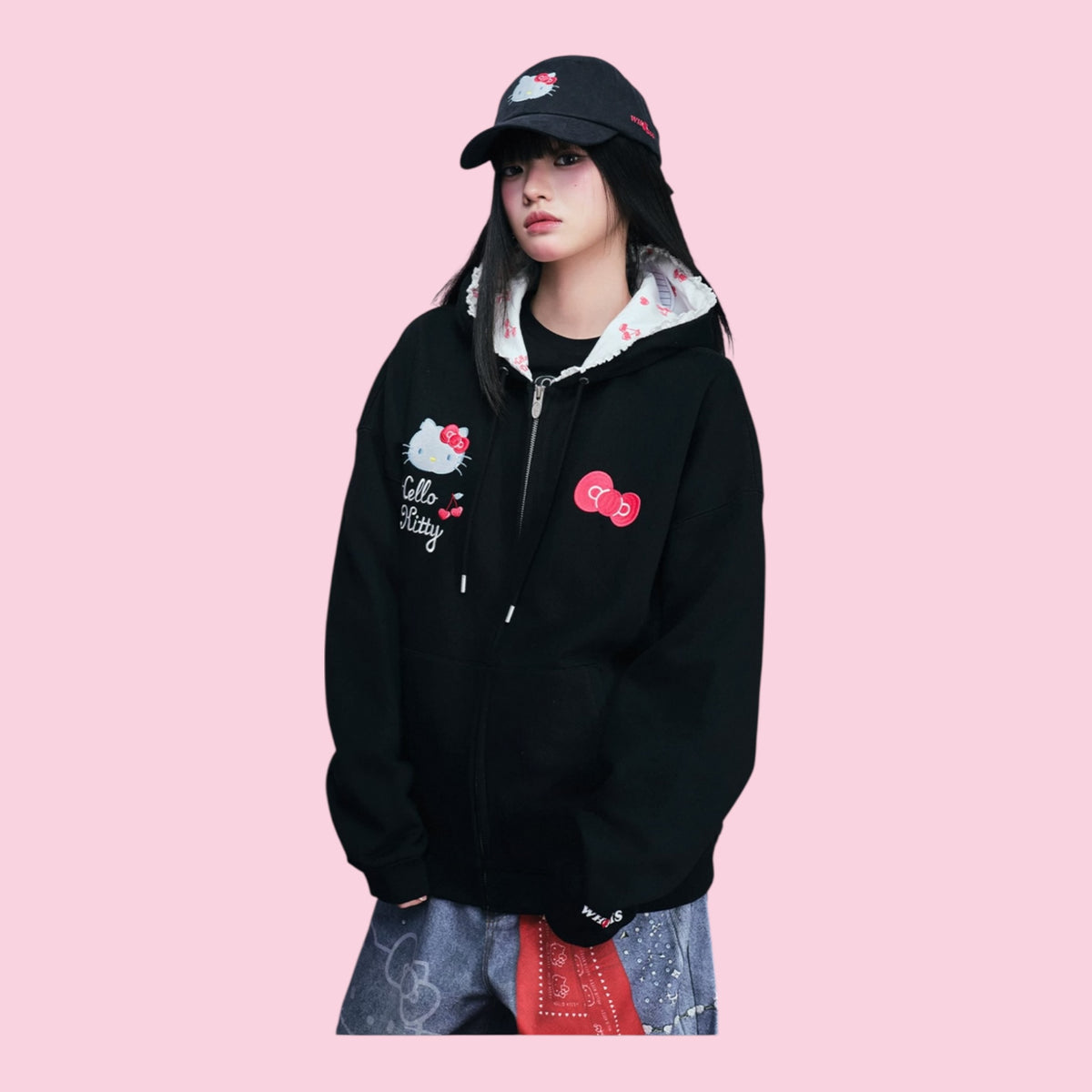【HELLO KITTY官方聯名】kitty 蕾絲帽邊連帽外套