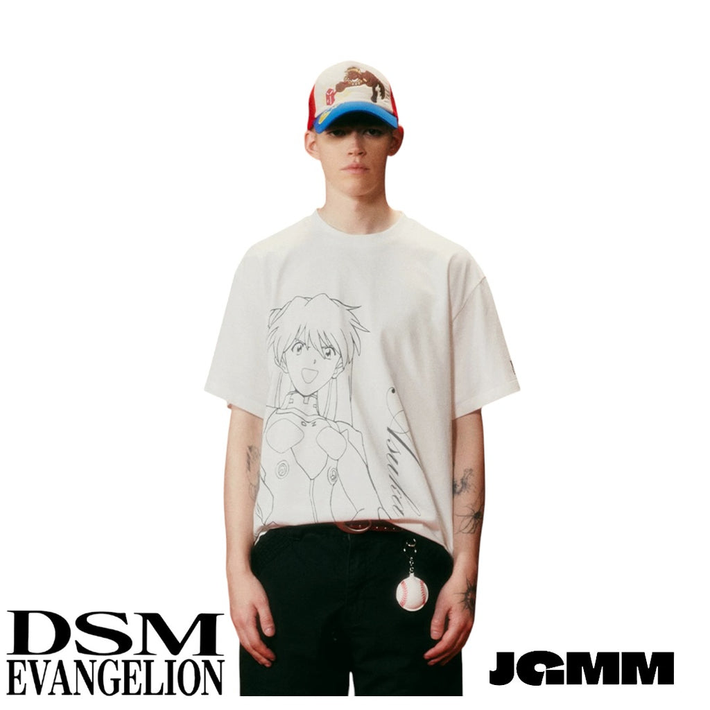 DSM x EVA官方聯名 綾波零 明日香 線稿寬鬆 短袖 夏季 情侶裝