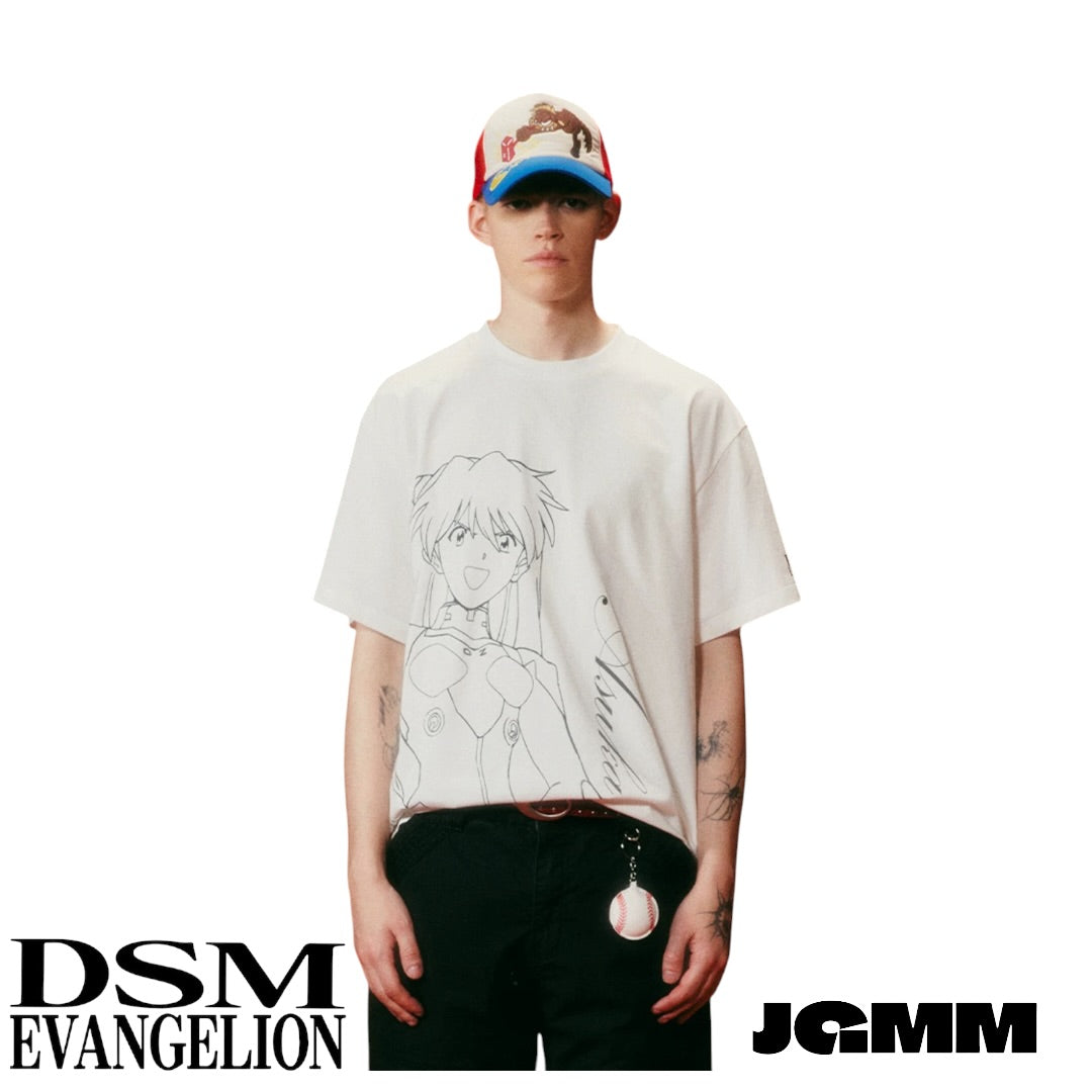 DSM x EVA官方聯名 綾波零 明日香 線稿寬鬆 短袖 夏季 情侶裝