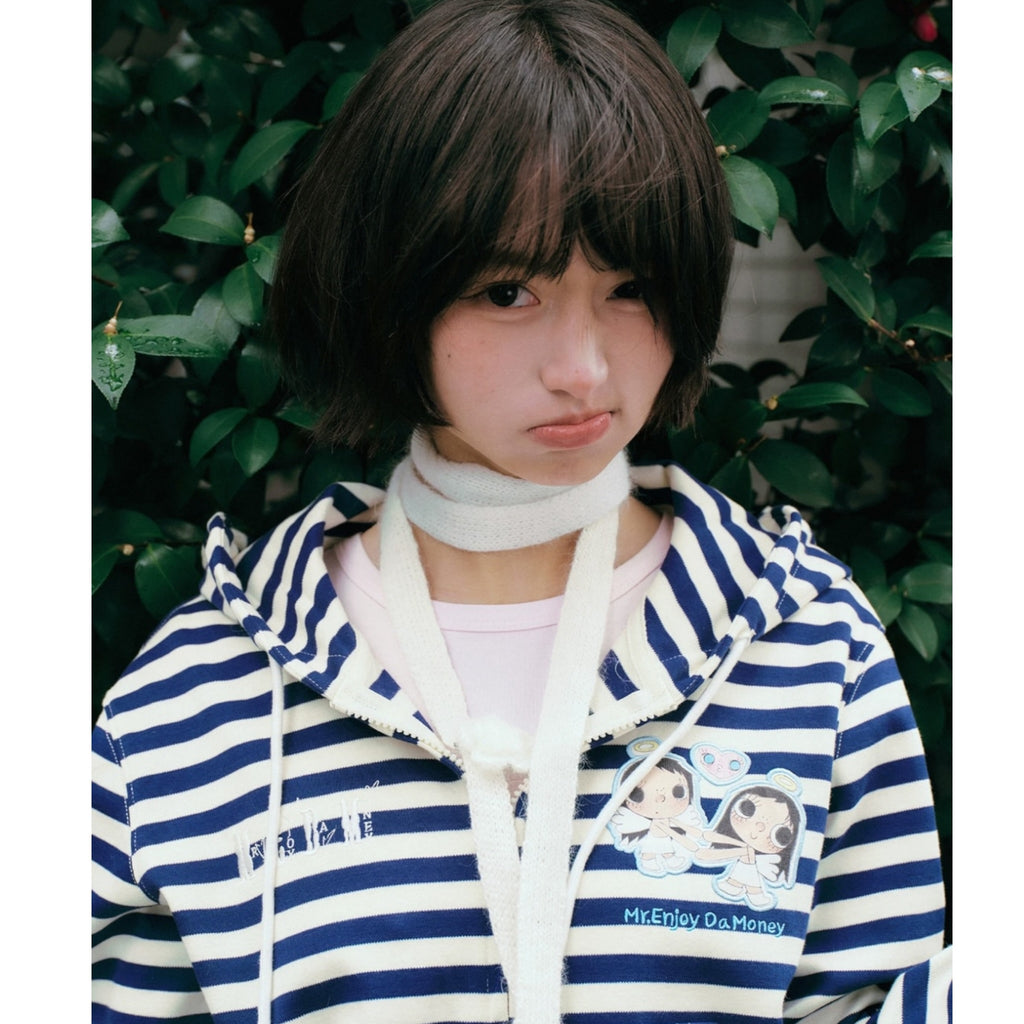 MEDM xYUY 天使短款條紋連帽外套