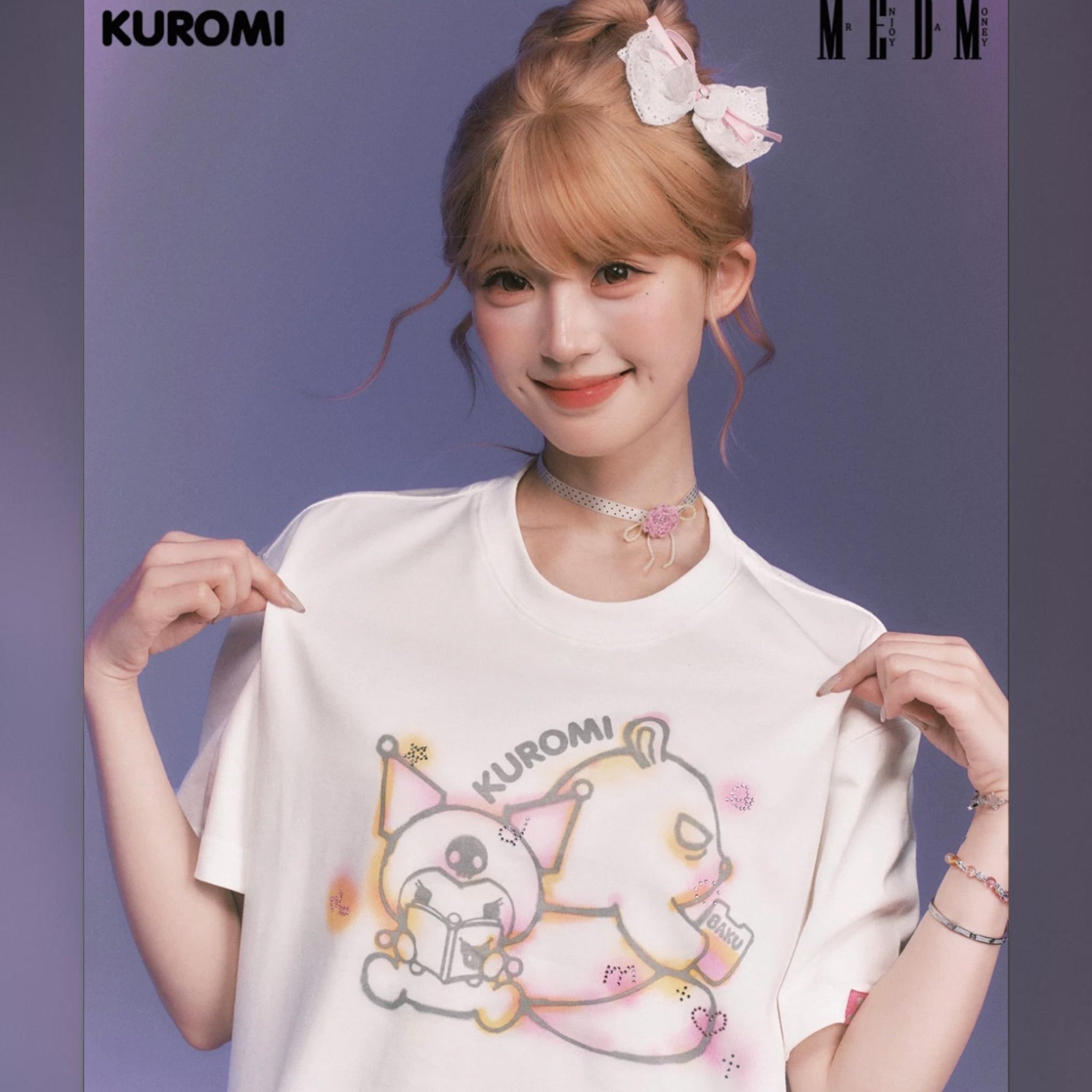 MEDM×三麗鷗家族系列 塗鴉水鑽酷洛米情侶短袖