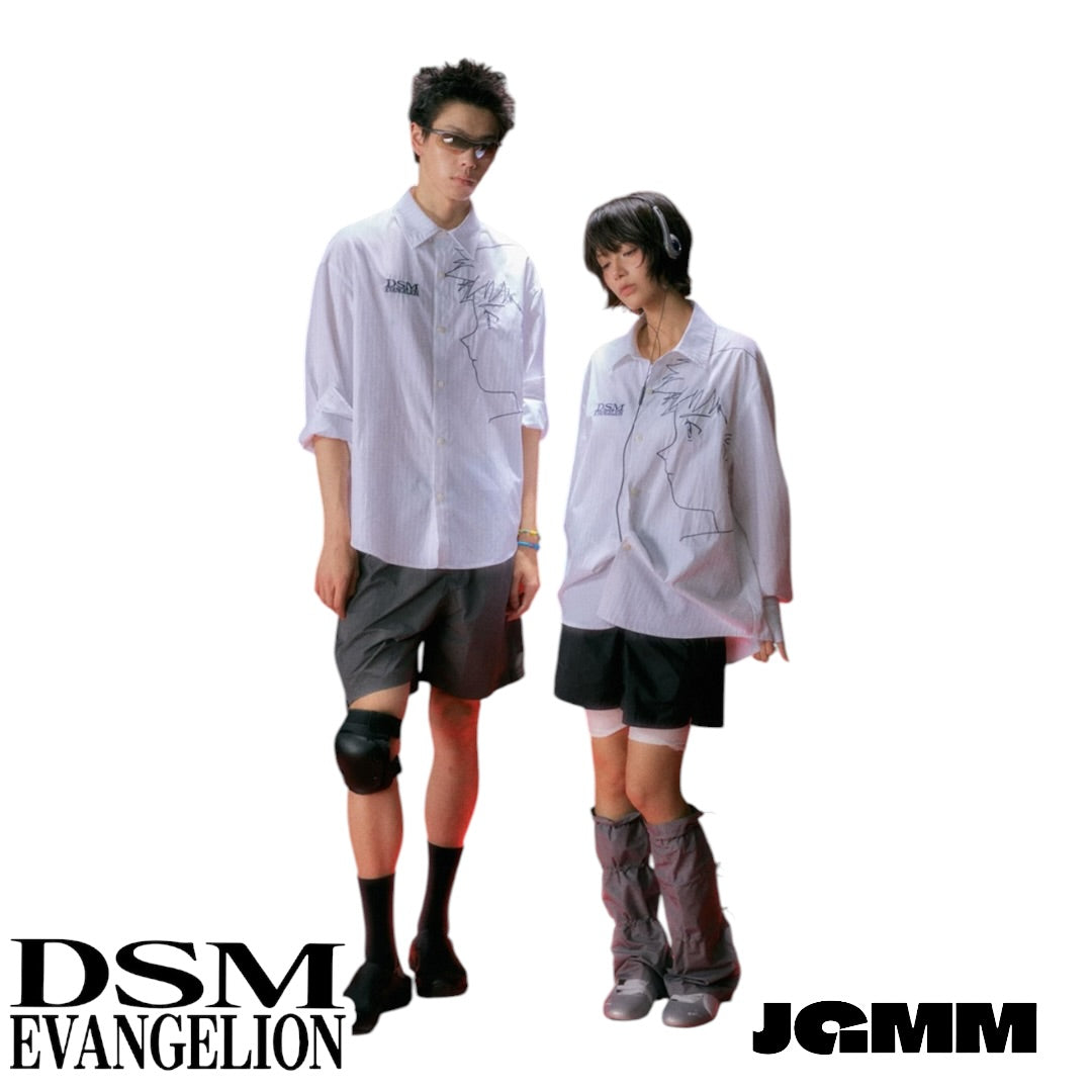DSM x EVA正版官方聯名 碇真嗣 線稿條紋 襯衫 男女 情侶