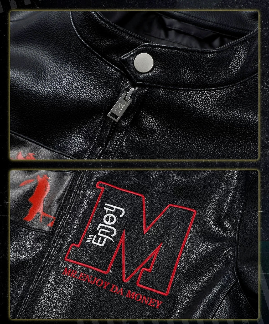 MEDM x 咒術迴戰聯名｜兩面宿儺後背大型貼布刺繡皮衣